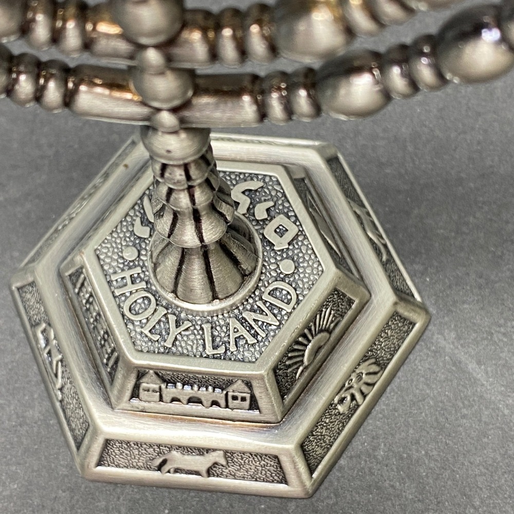 Vintage 12 Tribes of Israel Metal Hanukkah Menorah Jewish Candelabra Religious - Picture 10 of 11